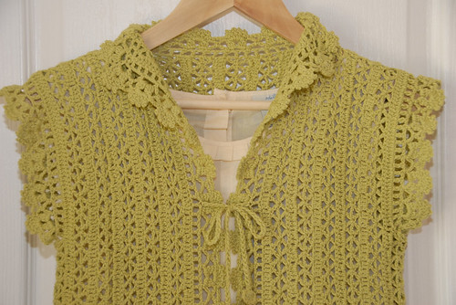 Green Crochet Bolero Closeup