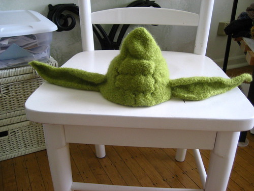 Adapted Felted Baby Yoda Hat from iamsalad