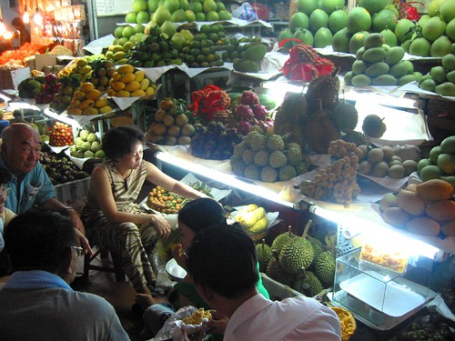 Tourists attacking the durian