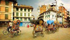 rickshaw line on durbar square