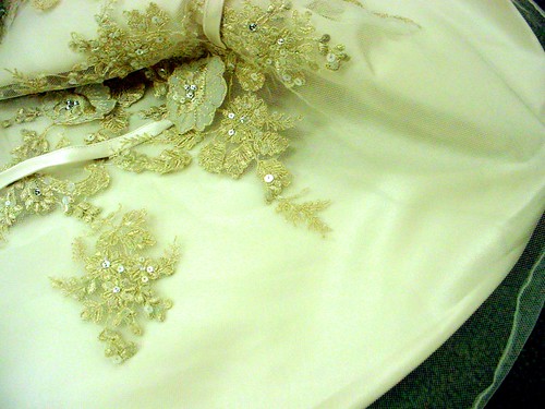 Beautiful lonely bridal gown train detail