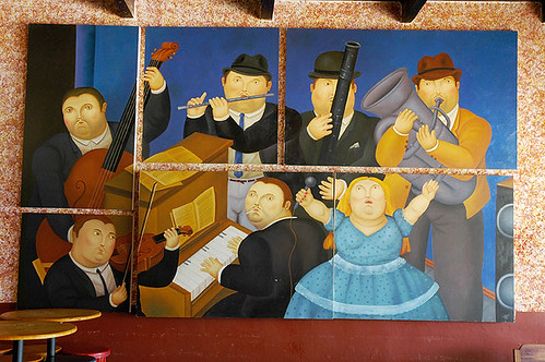 Mexican band in Puerto Vallarta bar, in the style of Botero, Jalisco, Mexico by Wonderlane