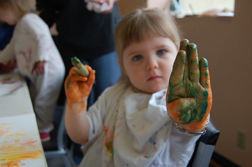 Look, Mom!  Green paint!