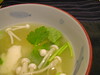 Enoki and tofu miso soup