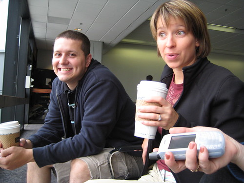 Amy and Ferf at the Airport, Caffeinating