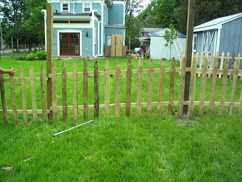 Fence panel, after raking