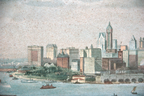 Detail, Downtown Manhattan, New York Dock Company lithograph, Circa 1911