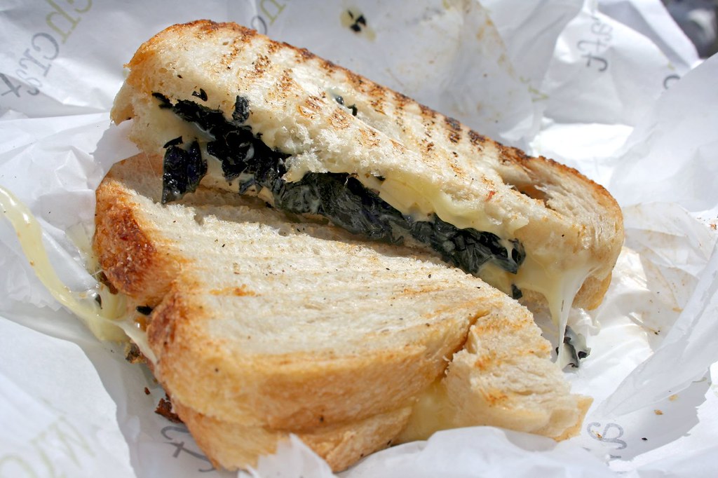 Grilled Fontina with Trumpet Mushrooms and Truffle Oil Sandwich