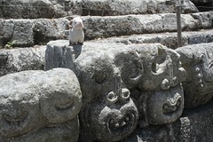 With some stone monkeys - Youssouf at the Copán Maya site - Maya site Copán, Honduras - 11 April 2007