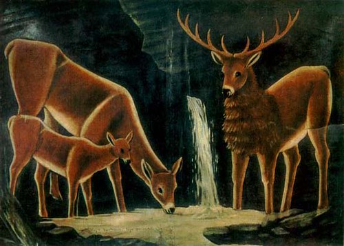Three Deers By Pirosmani