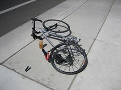 bicycle with a flat tire