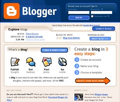 Blogger.com homepage, nice UI