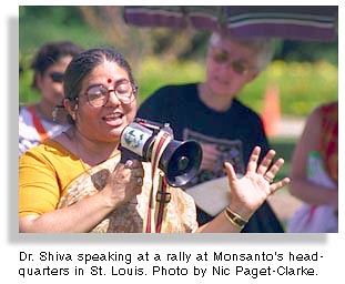 ecofeminist Vandana Shiva speaking with mega phone