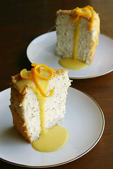 poppyseed angel food cakes with warm passionfruit-citrus curd