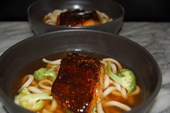 Dashi Broth with Udon Noodles & Glazed Dolphin Fish Fillet© by haalo
