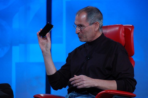 Steve Jobs with iPhone at D5