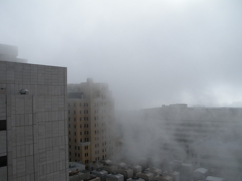 Cotton Bowl through the fog) 