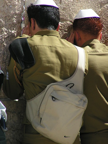 Jerusalem, Soldiers by the Wailing  Wall by dromedarek.