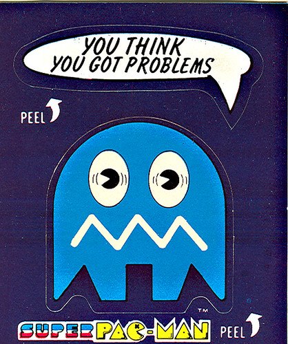 Fleer "Super Pac-Man" Sticker Cards - 'Problems'  ((1982))