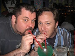 Steve and Tim share one last blue margarita at El Conquistador. (03/31/07)