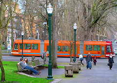Portland Streetcar near Portland State University