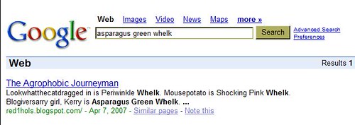 It appears that our coloured whelk Google bomb just might be starting to tick!