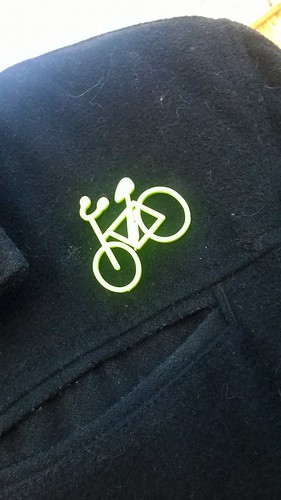 Bicycle pin on jacket ©  Michael Neubert