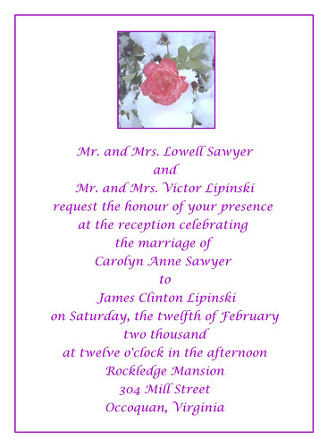 20000212 - Clint & Carolyn's wedding reception invitation