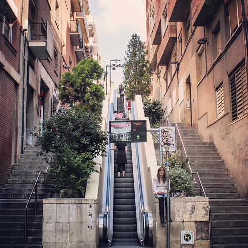2012     #Travel #Memories #Throwback #2012 #Autumn #Barcelona #Spain     ... #Way to #Park #Guell #Street #Escalator #Woman #Peoples ©  Jude Lee