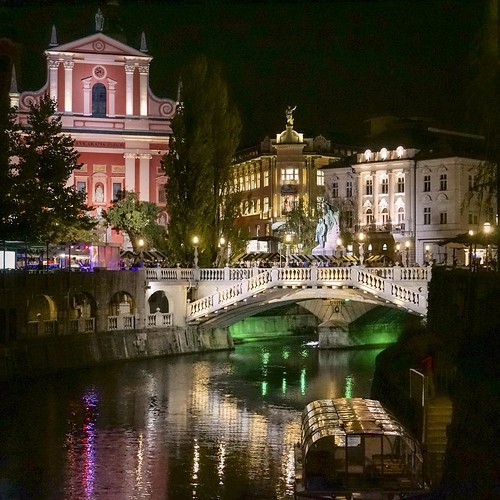2013   #Travel #Memories #Throwback #2013 #Autumn #Ljubljana #Slovenia   #Old #Town #River #Bridge #Church #Architecture #Building #Night #View #Street #Outdoor #Cafe ©  Jude Lee