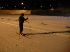 cross country skiing at night