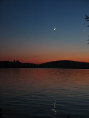 Sunset, moonrise at Canada Lake, NY