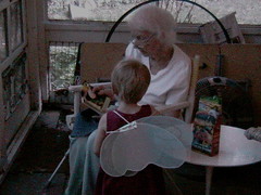 With Elizabeth the fairy on our screened porch in Pleasantville, September 2005.