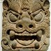 Ogre Mask, on brick, (or Zephr), molded terracotta, traces of paint, Tang dynasty (618-907), Xinunin