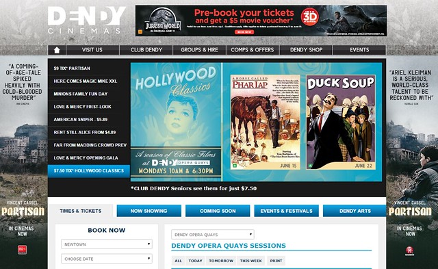 Hollywood Classics season start MI on Dendy Sydney website