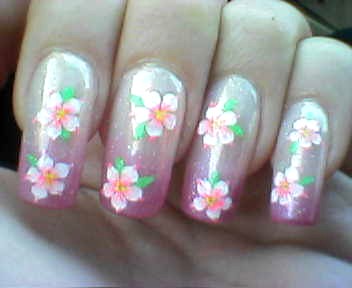  Flower airbrush nail art design