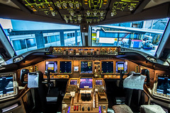 Cockpit of a Boeing 777-300ER • <a style="font-size:0.8em;" href="http://www.flickr.com/photos/125767964@N08/19446090246/" target="_blank">View on Flickr</a>