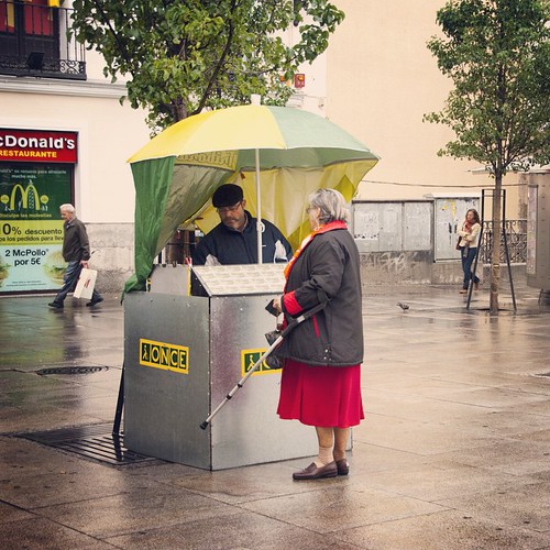 2012     #Travel #Memories #Throwback #2012 #Autumn #Madrid #Spain ... ... #Square #Rainy #Morning #Street #Stall #Lottery #Peoples ©  Jude Lee