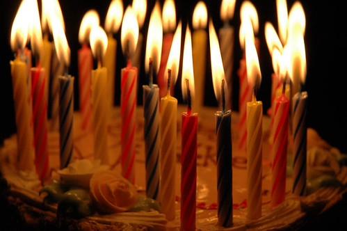 picture of birthday cake with lots of candles