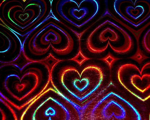 colorful hearts engraving
