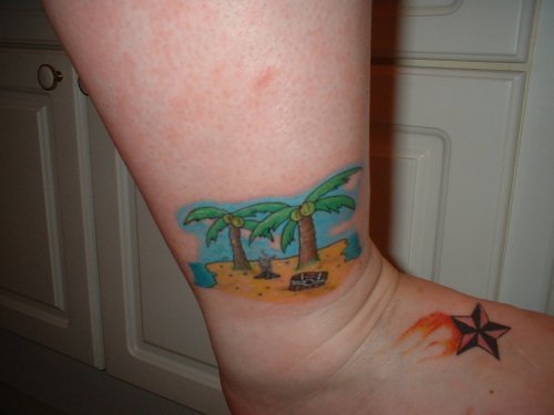  Palm Tree Ankle Tattoo