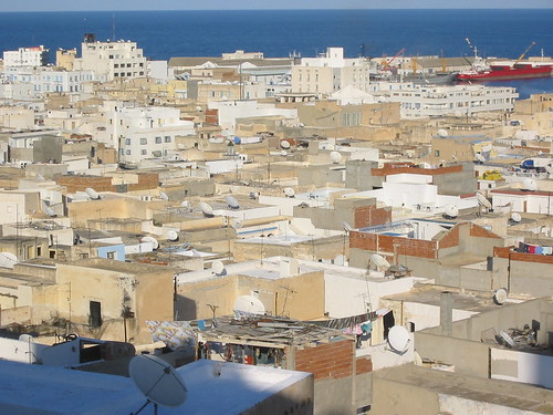 Satellite dishes on the rooftops of Sousse by you.