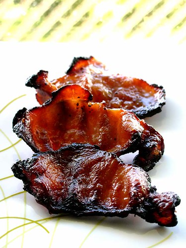 grilled "bacon" with apple and calvados