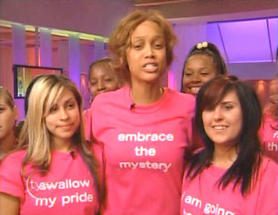 Tyra Banks without make up. Now, whatever cosmetics she's promoting is going