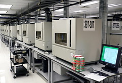 One of many rows of ABI 3730xl automated DNA Analyzers for shotgun sequencing.  At 30 billion base pairs per year, they could now sequence the human genome in months.<br /><br />Craig Venter gave us a tour of TIGR.