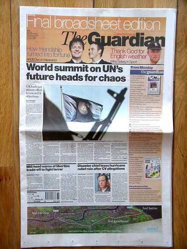  The Guardian - Final broadsheet - front page 