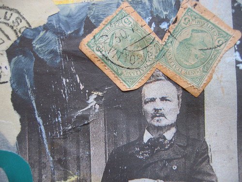 Strindberg with big ears - detail of collage (Copyright Hanna Andersson)