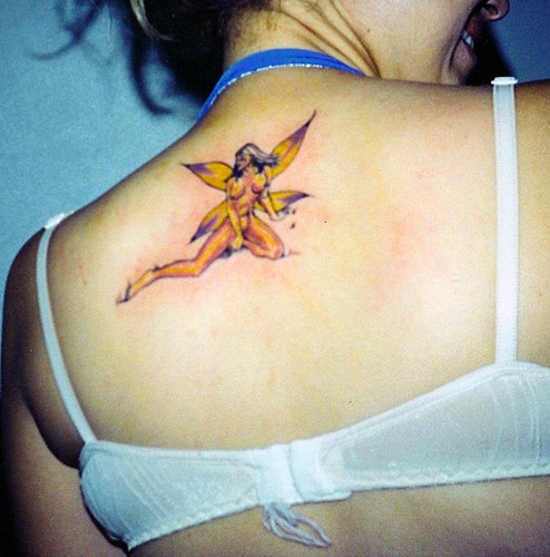 Fairy Girls Tattoo on Raiza's Sexy Back Body