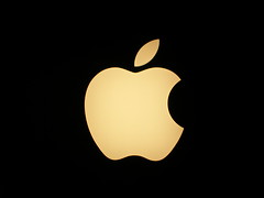 apple logo on black background