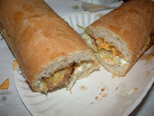 Hot 
sausage and cheese po-boy